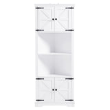 English Elm Tall Bathroom Storage Cabinet, Corner Cabinet With Doors and Adjustable Shelf, Mdf Board, White