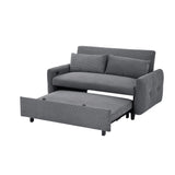 English Elm 57.48" Pull-Out Sofa Bed Convertible Couch 2 Seat Loveseat Sofa Modern Sleeper Sofa With Two Throw Pillows and Usb Ports For Living Room, Dark Grey