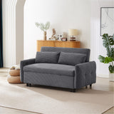 English Elm 57.48" Pull-Out Sofa Bed Convertible Couch 2 Seat Loveseat Sofa Modern Sleeper Sofa With Two Throw Pillows and Usb Ports For Living Room, Dark Grey