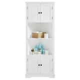 English Elm Tall Bathroom Storage Cabinet, Corner Cabinet With Doors and Adjustable Shelf, Mdf Board, White