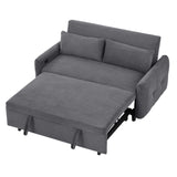 English Elm 57.48" Pull-Out Sofa Bed Convertible Couch 2 Seat Loveseat Sofa Modern Sleeper Sofa With Two Throw Pillows and Usb Ports For Living Room, Dark Grey