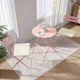 Pink Patio Bistro Chair Table Set - Sturdy Steel, Folding Design, Low Maintenance