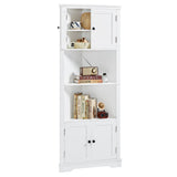 English Elm Tall Bathroom Storage Cabinet, Corner Cabinet With Doors and Adjustable Shelf, Mdf Board, White