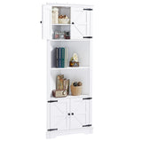 English Elm Tall Bathroom Storage Cabinet, Corner Cabinet With Doors and Adjustable Shelf, Mdf Board, White