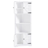 English Elm Tall Bathroom Storage Cabinet, Corner Cabinet With Doors and Adjustable Shelf, Mdf Board, White