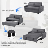 English Elm 57.48" Pull-Out Sofa Bed Convertible Couch 2 Seat Loveseat Sofa Modern Sleeper Sofa With Two Throw Pillows and Usb Ports For Living Room, Dark Grey