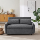 English Elm 57.48" Pull-Out Sofa Bed Convertible Couch 2 Seat Loveseat Sofa Modern Sleeper Sofa With Two Throw Pillows and Usb Ports For Living Room, Dark Grey