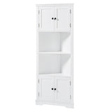 English Elm Tall Bathroom Storage Cabinet, Corner Cabinet With Doors and Adjustable Shelf, Mdf Board, White