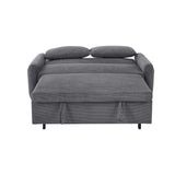 English Elm 57.48" Pull-Out Sofa Bed Convertible Couch 2 Seat Loveseat Sofa Modern Sleeper Sofa With Two Throw Pillows and Usb Ports For Living Room, Dark Grey