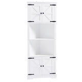 English Elm Tall Bathroom Storage Cabinet, Corner Cabinet With Doors and Adjustable Shelf, Mdf Board, White