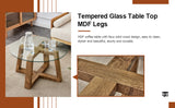 English Elm Modern Practical Circular Coffee and Tea Tables. Made Of Transparent Tempered Glass Tabletop and Wood Colored Mdf Material. Suitable For Living Rooms and Bedrooms.31.5"*31.5"*17.7"