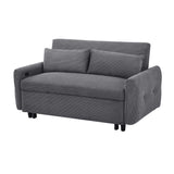 English Elm 57.48" Pull-Out Sofa Bed Convertible Couch 2 Seat Loveseat Sofa Modern Sleeper Sofa With Two Throw Pillows and Usb Ports For Living Room, Dark Grey