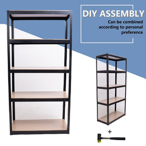 English Elm Storage Shelves Five Tier Adjustable Steel Rack for Garage Pantry or Warehouse Use W1790120828