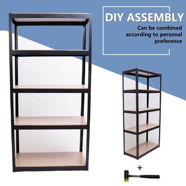 English Elm Storage Shelves Five Tier Adjustable Steel Rack for Garage Pantry or Warehouse Use W1790120828