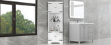 English Elm Tall Bathroom Storage Cabinet, Corner Cabinet With Doors and Adjustable Shelf, Mdf Board, White