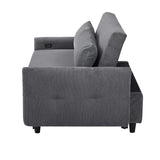 English Elm 57.48" Pull-Out Sofa Bed Convertible Couch 2 Seat Loveseat Sofa Modern Sleeper Sofa With Two Throw Pillows and Usb Ports For Living Room, Dark Grey