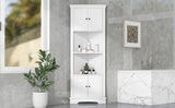 English Elm Tall Bathroom Storage Cabinet, Corner Cabinet With Doors and Adjustable Shelf, Mdf Board, White