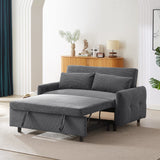 English Elm 57.48" Pull-Out Sofa Bed Convertible Couch 2 Seat Loveseat Sofa Modern Sleeper Sofa With Two Throw Pillows and Usb Ports For Living Room, Dark Grey