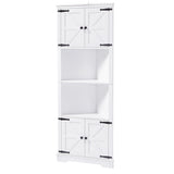 English Elm Tall Bathroom Storage Cabinet, Corner Cabinet With Doors and Adjustable Shelf, Mdf Board, White