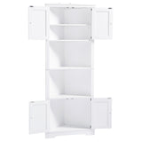 English Elm Tall Bathroom Storage Cabinet, Corner Cabinet With Doors and Adjustable Shelf, Mdf Board, White