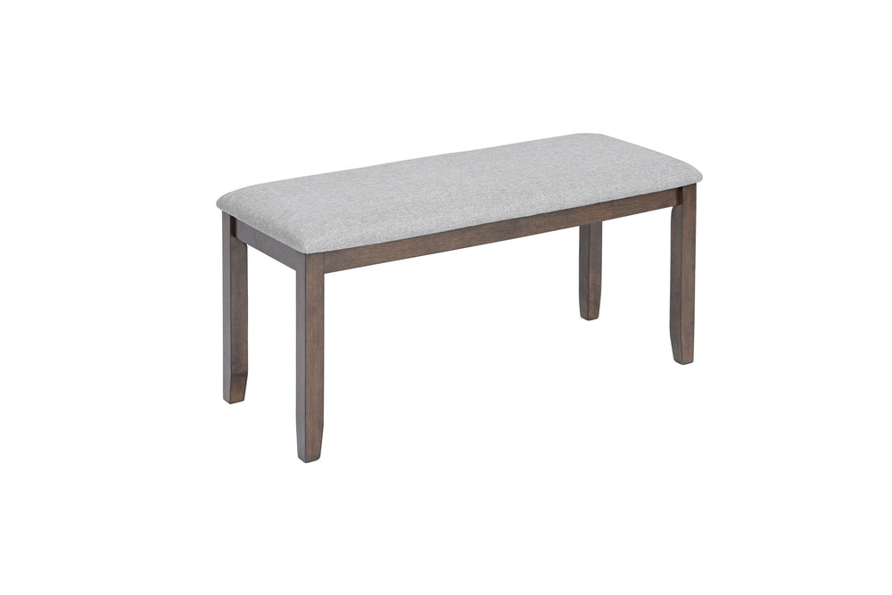 English Elm 6 Piece Walnut Dining Set - Modern Rectangular Table With Upholstered Chairs & Versatile Bench W1998S00011