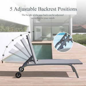 English Elm Chaise Lounge Outdoor Set Of 2 With Wheels, Adjustable Positions, Durable & Stylish For Poolside Relaxation W1859109844