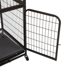 English Elm 4-story Pet Hutch Cage Iron Wire Multi-level Habitat with Ramps Lockable Wheels W2181P153020