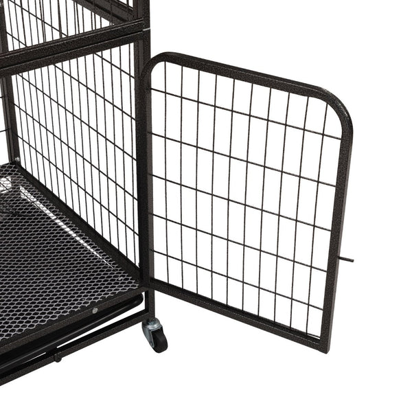English Elm 4-story Pet Hutch Cage Iron Wire Multi-level Habitat with Ramps Lockable Wheels W2181P153020