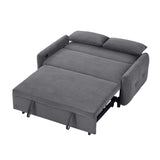 English Elm 57.48" Pull-Out Sofa Bed Convertible Couch 2 Seat Loveseat Sofa Modern Sleeper Sofa With Two Throw Pillows and Usb Ports For Living Room, Dark Grey