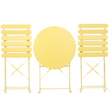 English Elm 3 Pieces Patio Bistro Balcony Metail Chair Table Set-Yellow