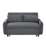 English Elm 57.48" Pull-Out Sofa Bed Convertible Couch 2 Seat Loveseat Sofa Modern Sleeper Sofa With Two Throw Pillows and Usb Ports For Living Room, Dark Grey