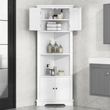 Tall Bathroom Storage Cabinet with Adjustable Shelf, White MDF