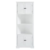 English Elm Tall Bathroom Storage Cabinet, Corner Cabinet With Doors and Adjustable Shelf, Mdf Board, White