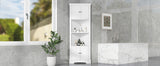 English Elm Tall Bathroom Storage Cabinet, Corner Cabinet With Doors and Adjustable Shelf, Mdf Board, White