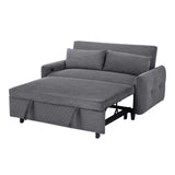 English Elm 57.48" Pull-Out Sofa Bed Convertible Couch 2 Seat Loveseat Sofa Modern Sleeper Sofa With Two Throw Pillows and Usb Ports For Living Room, Dark Grey