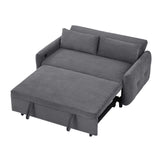 English Elm 57.48" Pull-Out Sofa Bed Convertible Couch 2 Seat Loveseat Sofa Modern Sleeper Sofa With Two Throw Pillows and Usb Ports For Living Room, Dark Grey