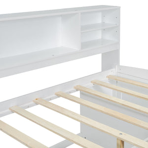 English Elm Full Size Wood Daybed with Storage Drawers Shelves and Cabinets for Guest Rooms White LP000375AAK