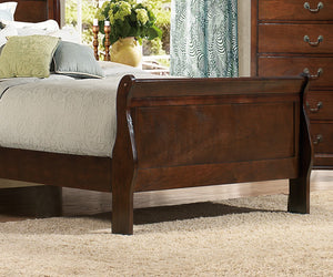 English Elm Classic Mayville Full Sleigh Bed with Louis Philippe Inspired Silhouette in Burnished Cherry Finish, Timeless Appeal Brown 76.5 L x 6.75 W x 3.75 H B011S00682