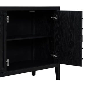English Elm Trexm Retro Four Door Buffet Sideboard Solid Wood Distressed Finish Dining Storage WF307723AAB