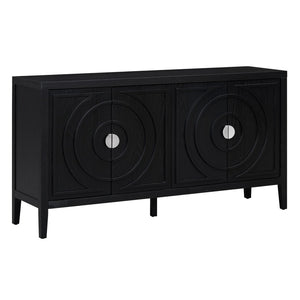 English Elm Trexm Retro Four Door Buffet Sideboard Solid Wood Distressed Finish Dining Storage WF307723AAB