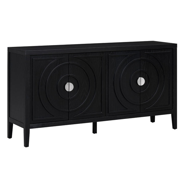 English Elm Trexm Retro Four Door Buffet Sideboard Solid Wood Distressed Finish Dining Storage WF307723AAB