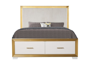 English Elm Obsession Luxurious 4Pc King Bedroom Set With Led Lighting & Gold Finish For Modern Elegance B009S02123-GIGA