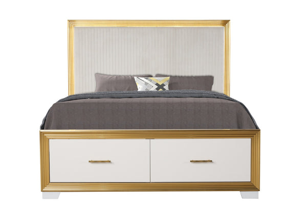 English Elm Obsession Luxurious 4Pc King Bedroom Set With Led Lighting & Gold Finish For Modern Elegance B009S02123-GIGA