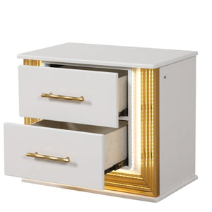 English Elm Obsession Luxurious 4Pc King Bedroom Set With Led Lighting & Gold Finish For Modern Elegance B009S02123-GIGA