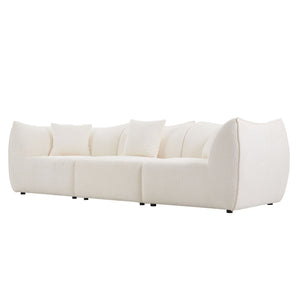 English Elm Mid-Century Modern 3 Seater Sofa Couch For Living Room, Bedroom, Apartment, Studio, Small Space, Beige