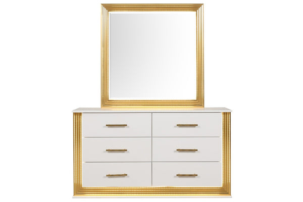 English Elm Obsession Luxurious 4Pc King Bedroom Set With Led Lighting & Gold Finish For Modern Elegance B009S02123-GIGA