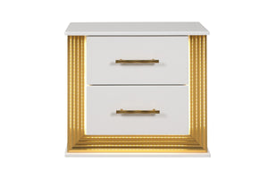 English Elm Obsession 5Pc King Bedroom Set With Gold Finish, Led Lighting & Elegant Storage Solutions For Modern Homes B009S02124