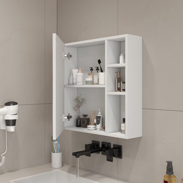 English Elm A white MDF mirror cabinet wall-mounted with storage, high-def glass, space-saving design, easy DIY install W1151135030 W1151P318194