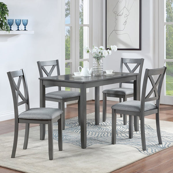 English Elm Wooden 5 Piece Dining Set Birch Veneer Table X-back Chairs for Small Spaces W1998S00012