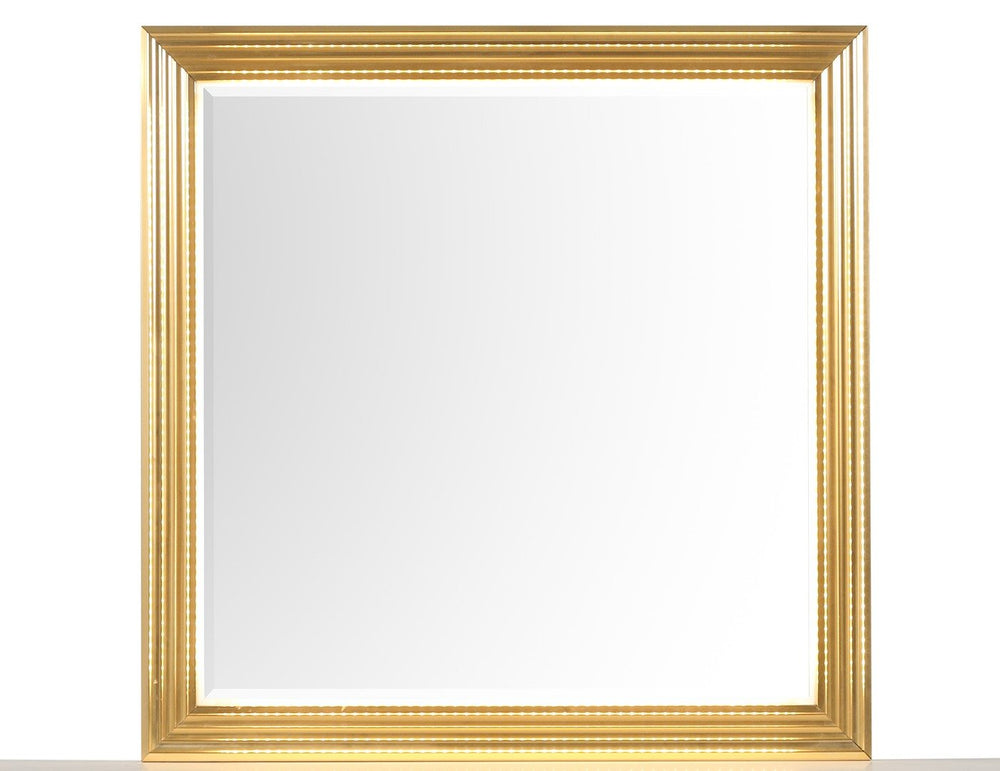 English Elm Obsession Square LED Bedroom Mirror with Gold Wood Frame, Elegant Modern Vanity Accent, 36" G150108857